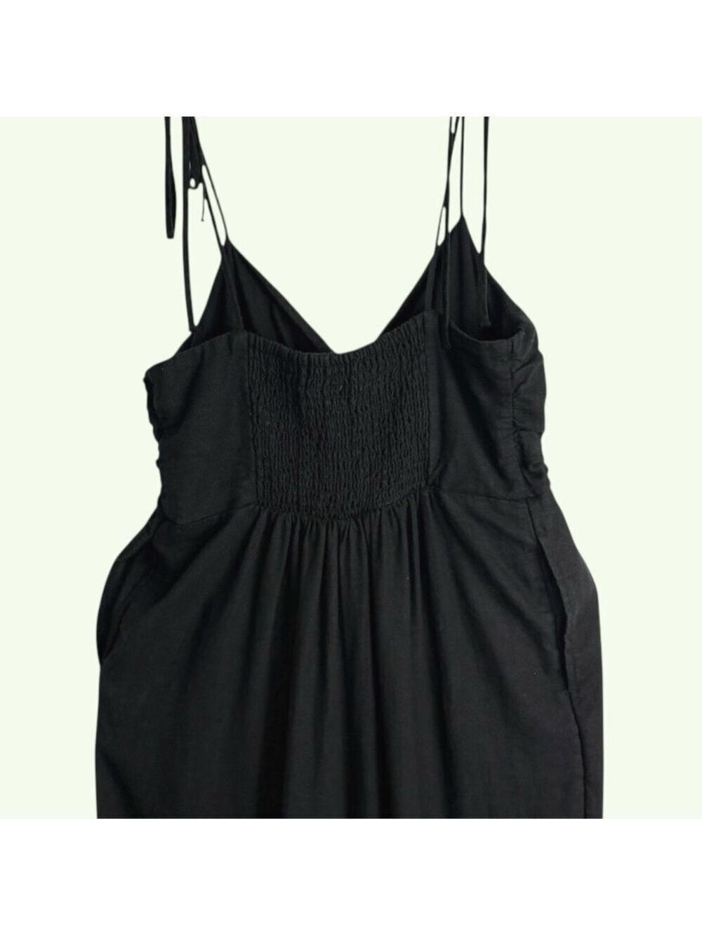 Old Navy Black Linen Blend Twist Cami Wide-Leg Jumpsuit S Lagom Boho Hippie Fest - Picture 7 of 11